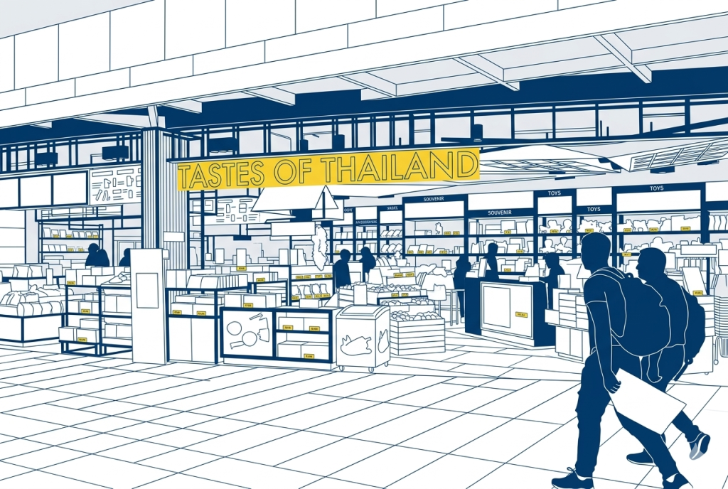 Shopping-Bereich am Flughafen Bangkok