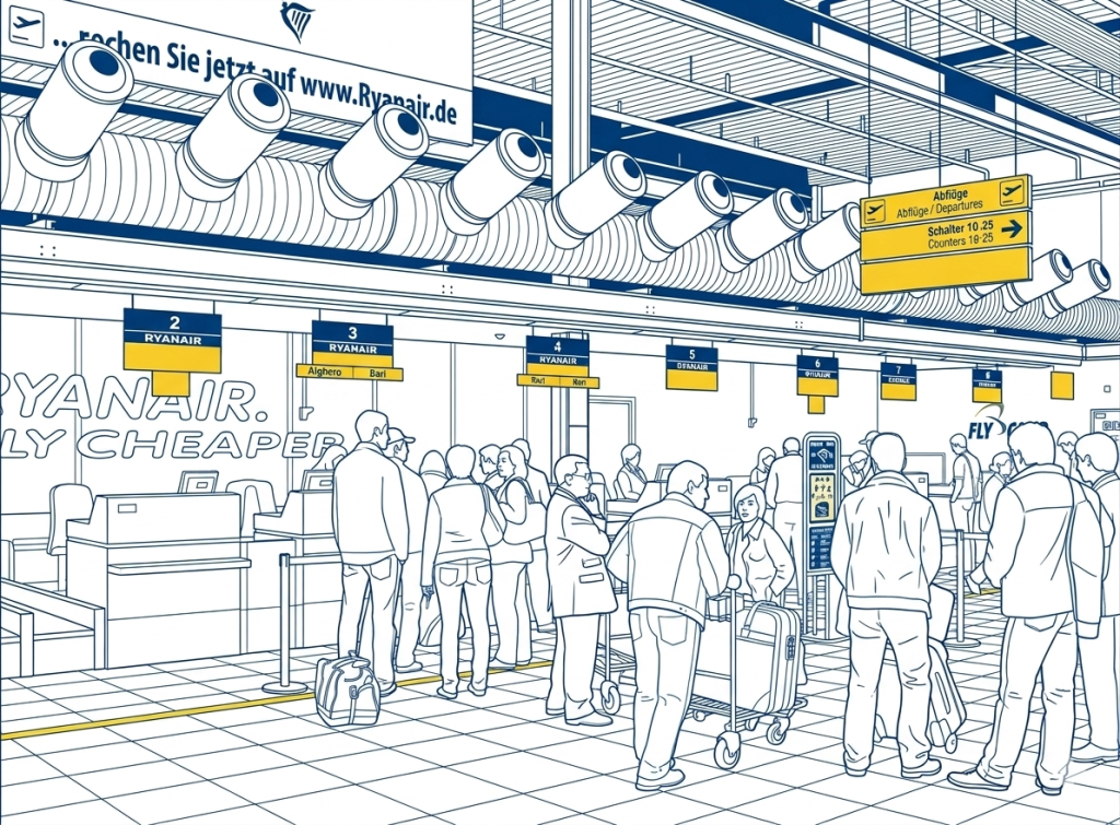 Check-in am Flughafen Frankfurt-Hahn