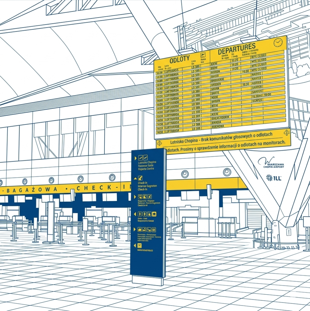 Check-in Bereich am Flughafen Danzig