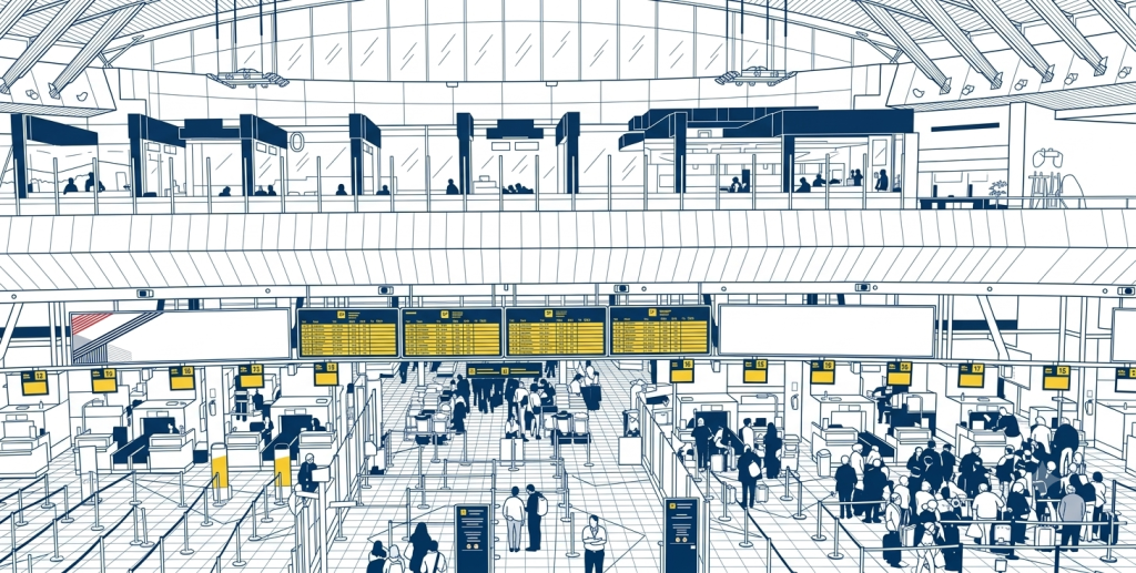Check-in-Bereich am Flughafen Teneriffa Nord