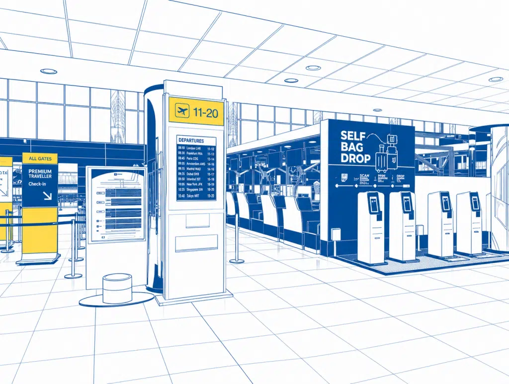 Check-in-Bereich am Flughafen Florenz