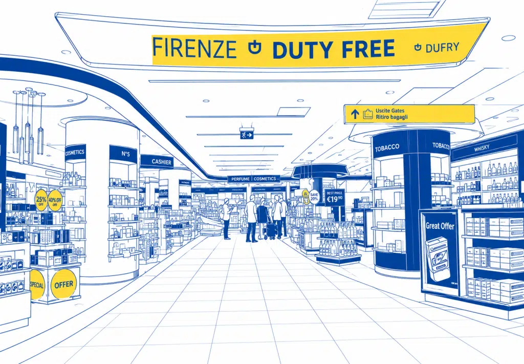 Duty-Free-Bereich am Flughafen Florenz