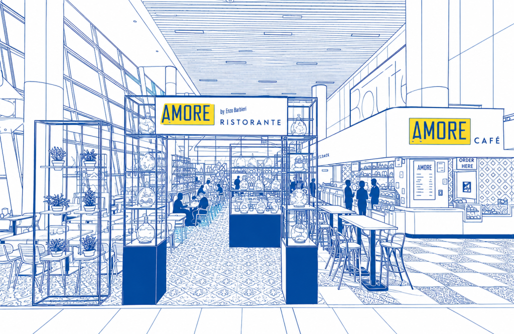 Restaurantbereich am Flughafen Verona
