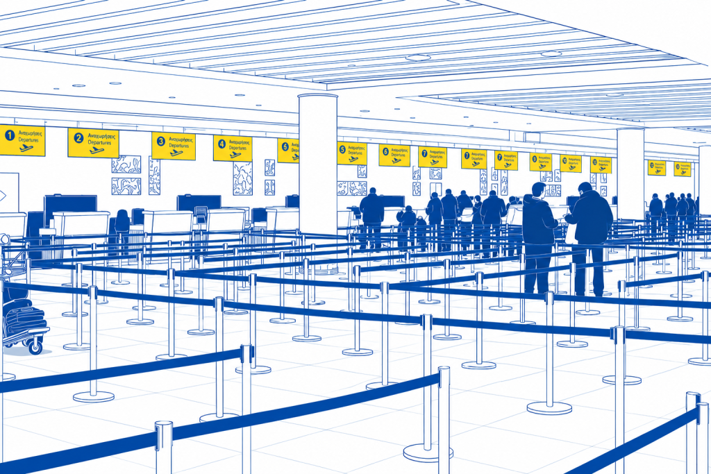 Check-in-Bereich am Flughafen Paphos