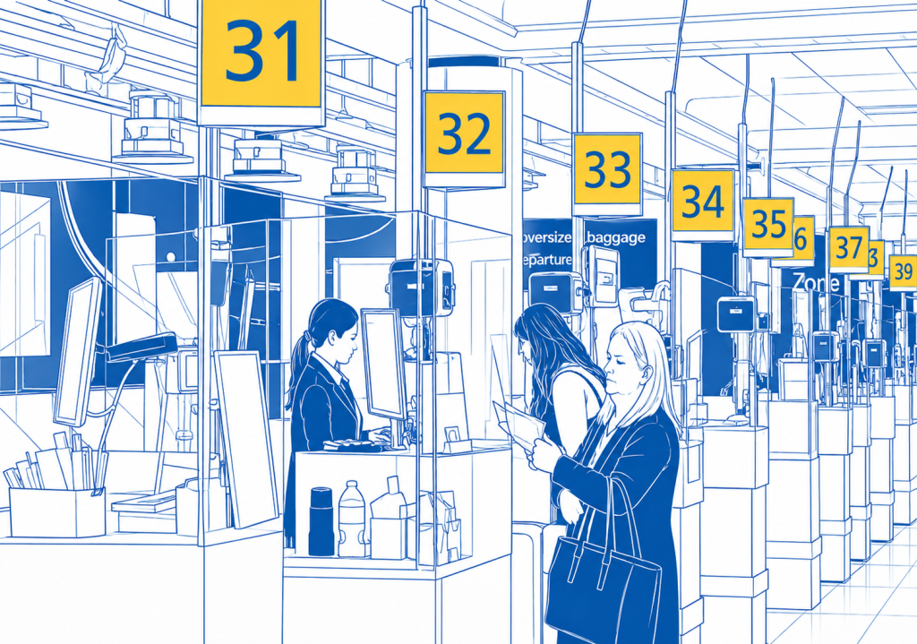 Check-in-Bereich am Flughafen Edinburgh