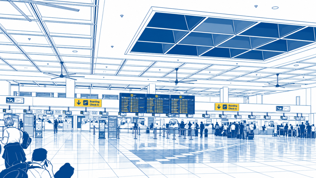 Check-in-Bereich am Flughafen Lanzarote