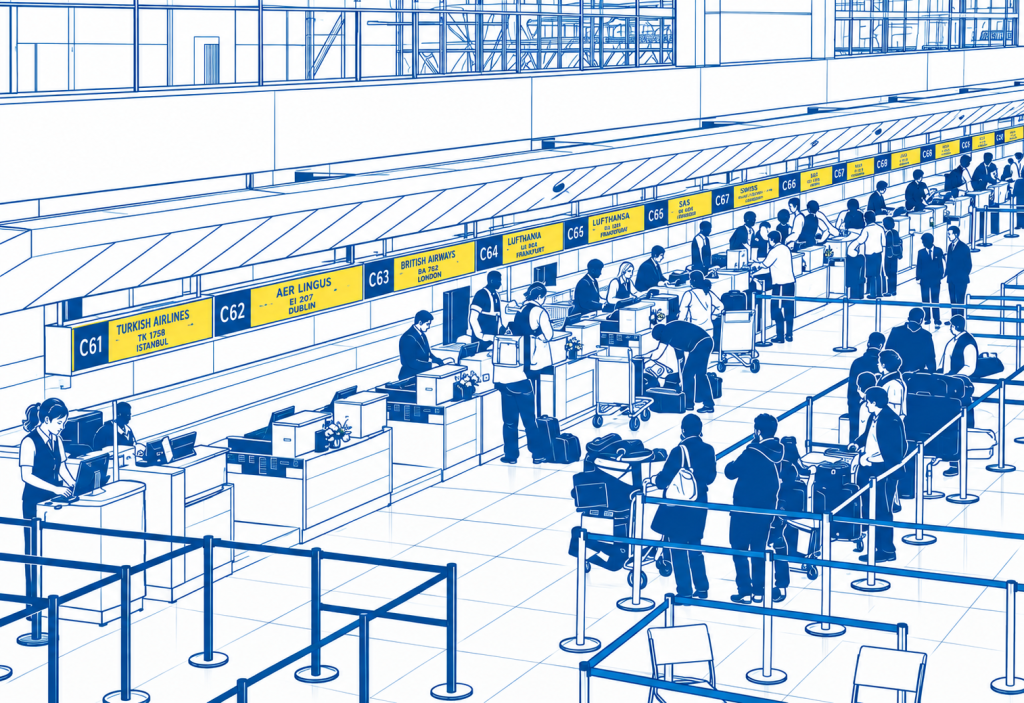 Check in am Flughafen Los Angeles