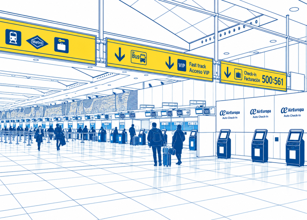 Check-in-Bereich am Flughafen Madrid