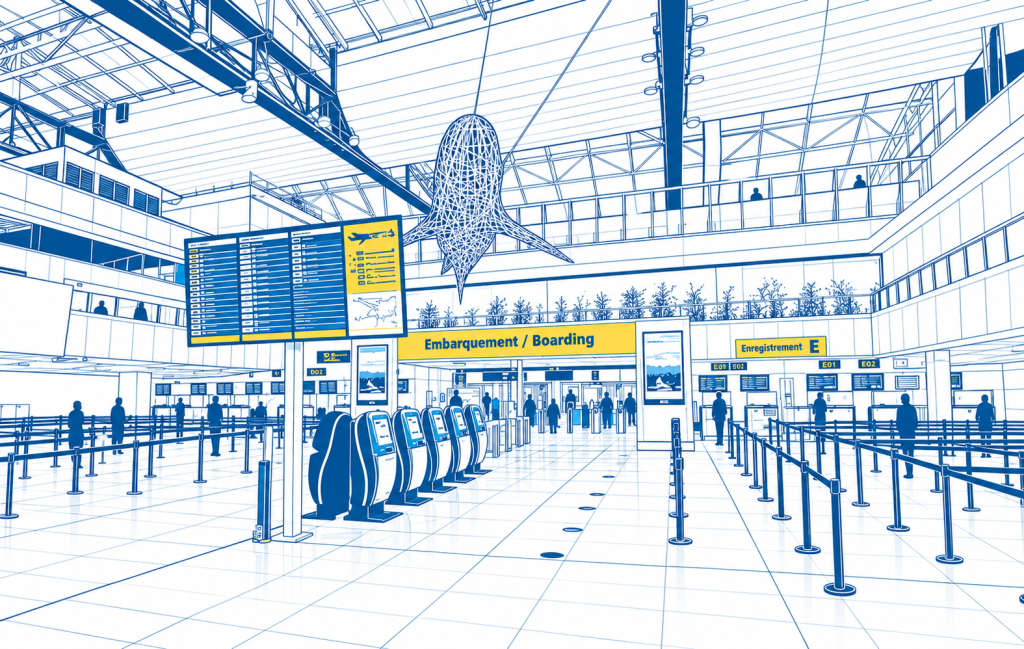 Check-in-Bereich am Flughafen Nizza