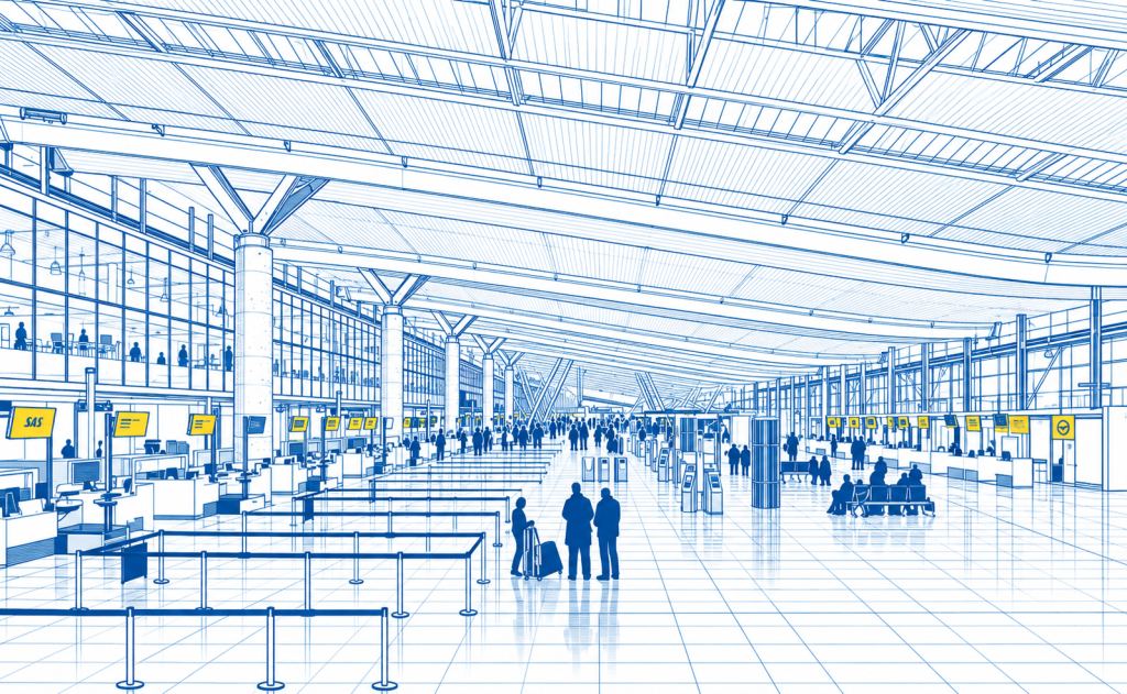 Check-in-Bereich am Flughafen Oslo