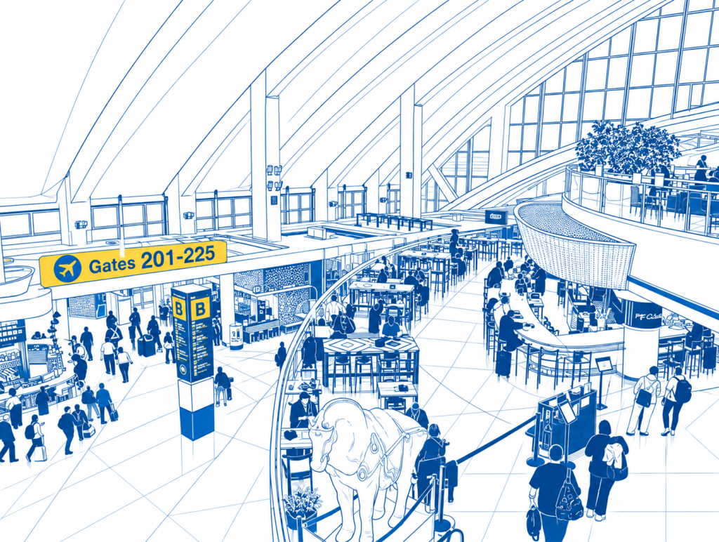 Restaurantbereich am Flughafen Los Angeles