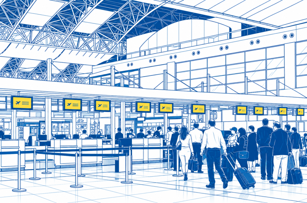 Check-in-Bereich am Flughafen Dalaman