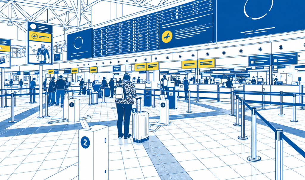 Check-in-Bereich am Flughafen Budapest